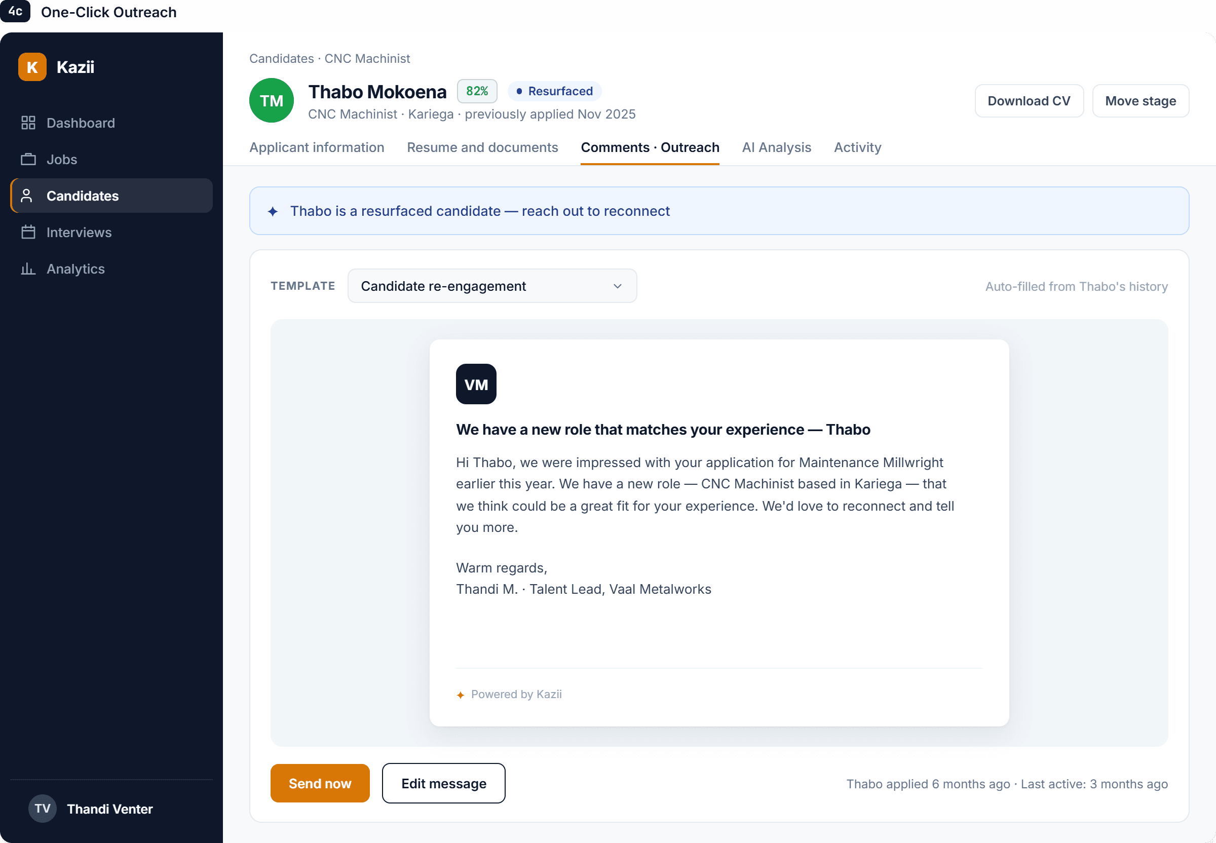One-click personalised outreach